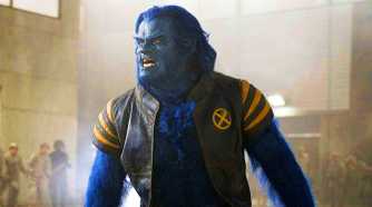 Kelsey Grammer as Beast snarling in the midst of battle in X-Men: The Last Stand