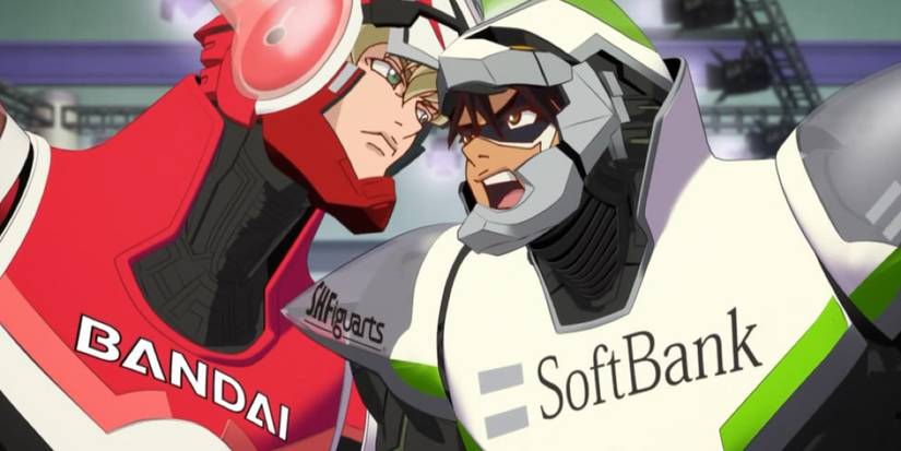 Kotetsu and Barnaby from Tiger & Bunny butting heads