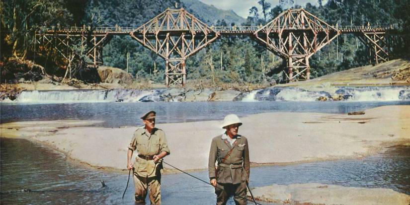 Two British soldiers beneath the bridge in The Bridge on the River Kwai