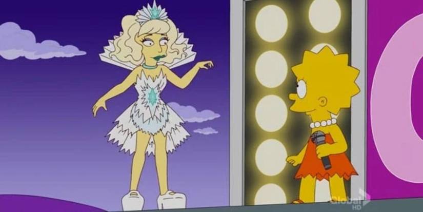 Lisa and Lady Gaga in The Simpsons