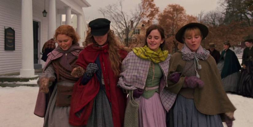 The March sisters walking together in Little Women (2019)
