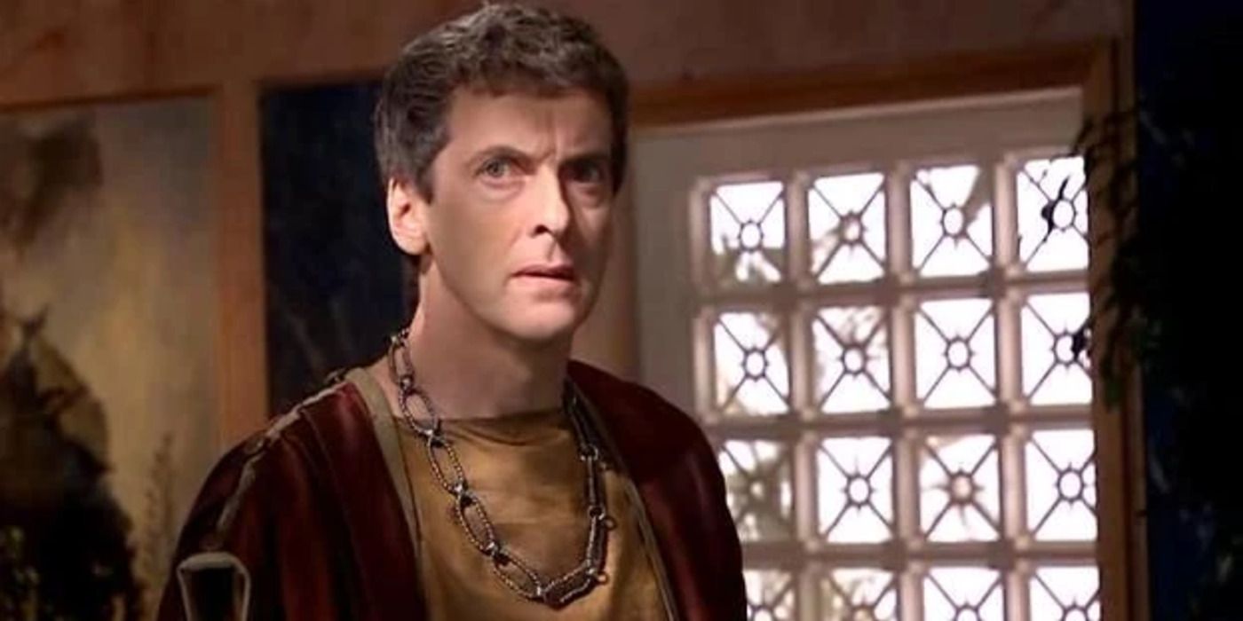 Peter Capaldi as Caecilius looking serious in Doctor Who.