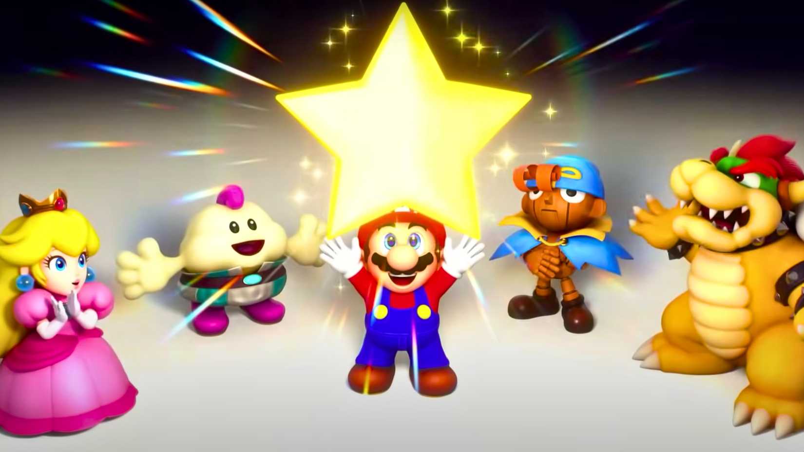 Mario and friends holding up the last star in Super Mario RPG Remake