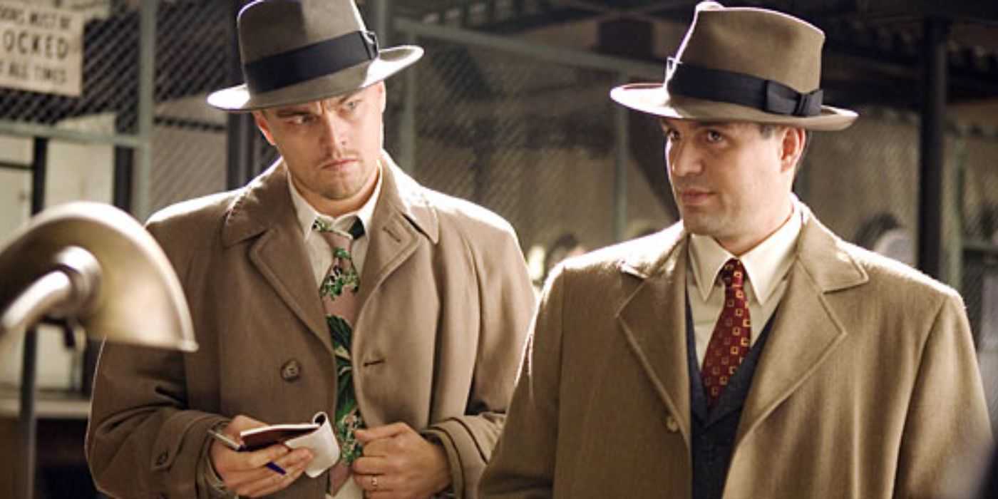 Chuck (Mark Ruffalo) and Teddy (Leonardo Dicaprio) standing next to one another in Shutter Island
