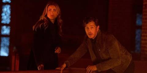 Michaela and Ben in a church that looks red in Manifest