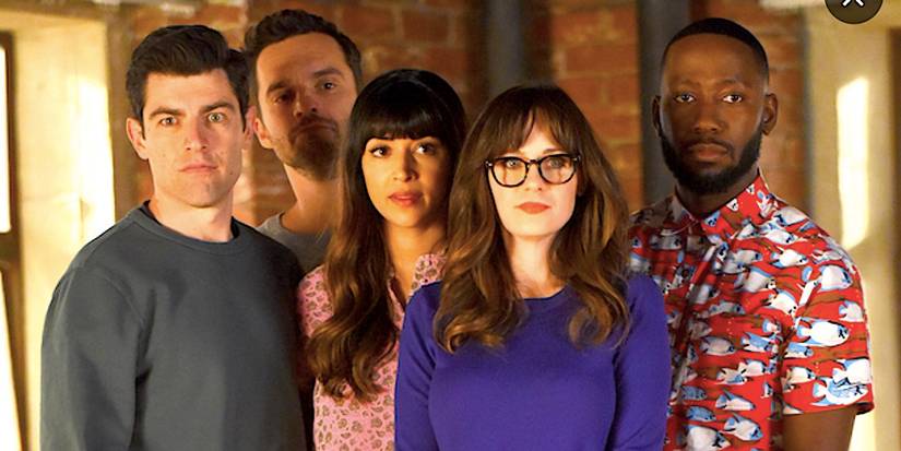 Schmidt, Nick, Cece, Jess e Winston encaram a câmera em New Girl