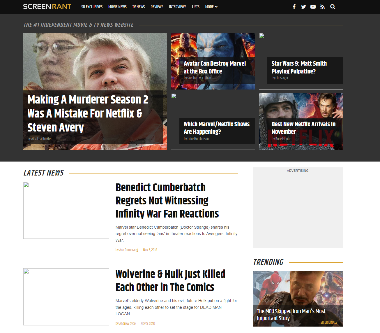 Static Rant Layout The Complete History of Screen Rant: The First 20 Years