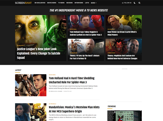 Scfreen Rant The Complete History of Screen Rant: The First 20 Years