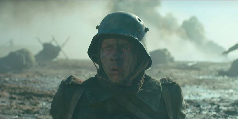 Paul in shock in All Quiet on the Western Front.