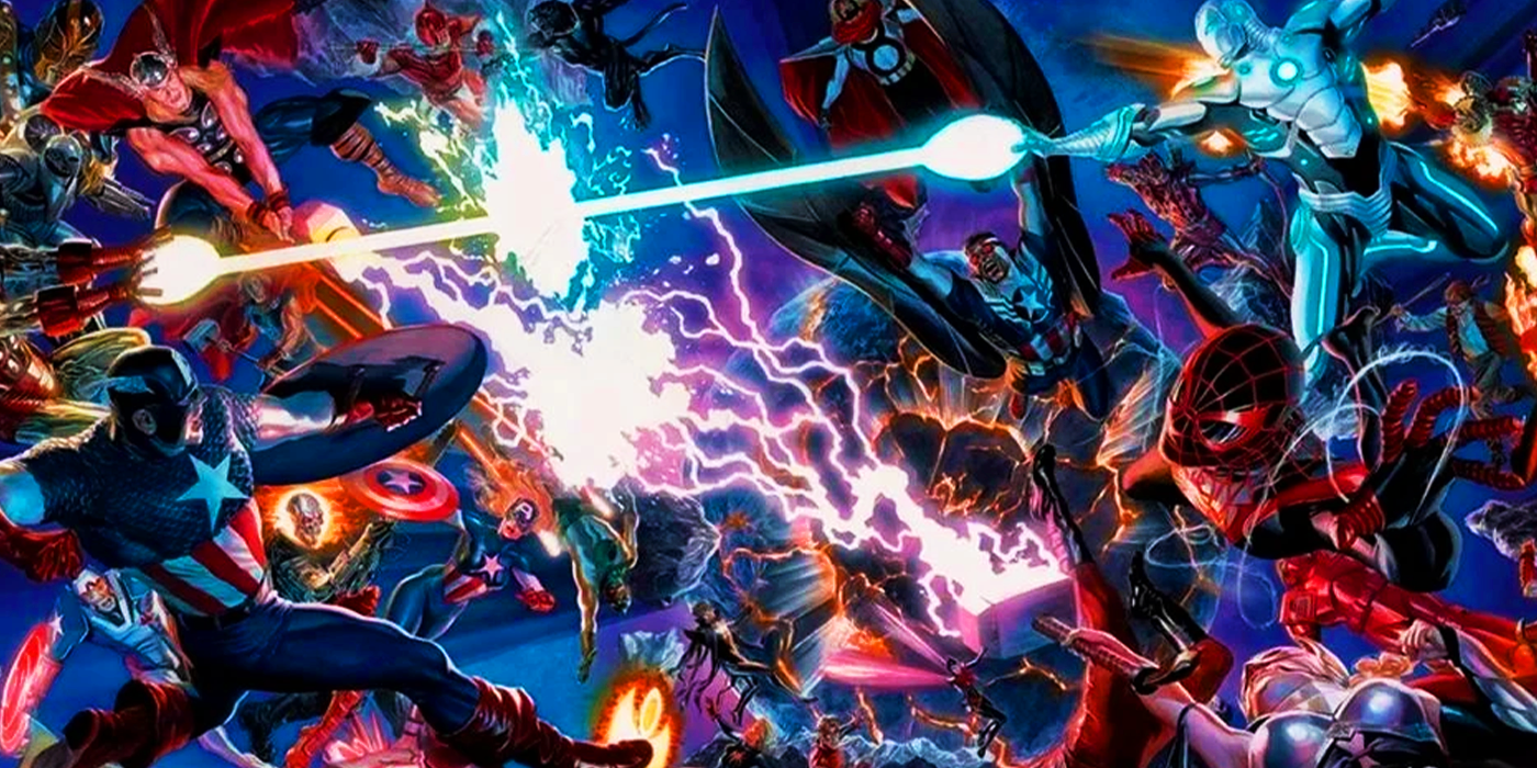 A Splash Page of a Secret Wars Fight in Marvel Comics