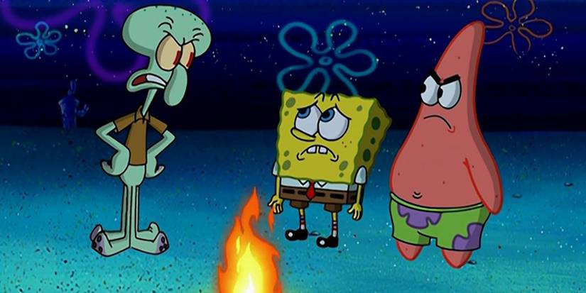 SSquidward arguing with SpongeBob and Patrick in SpongeBob SquarePants