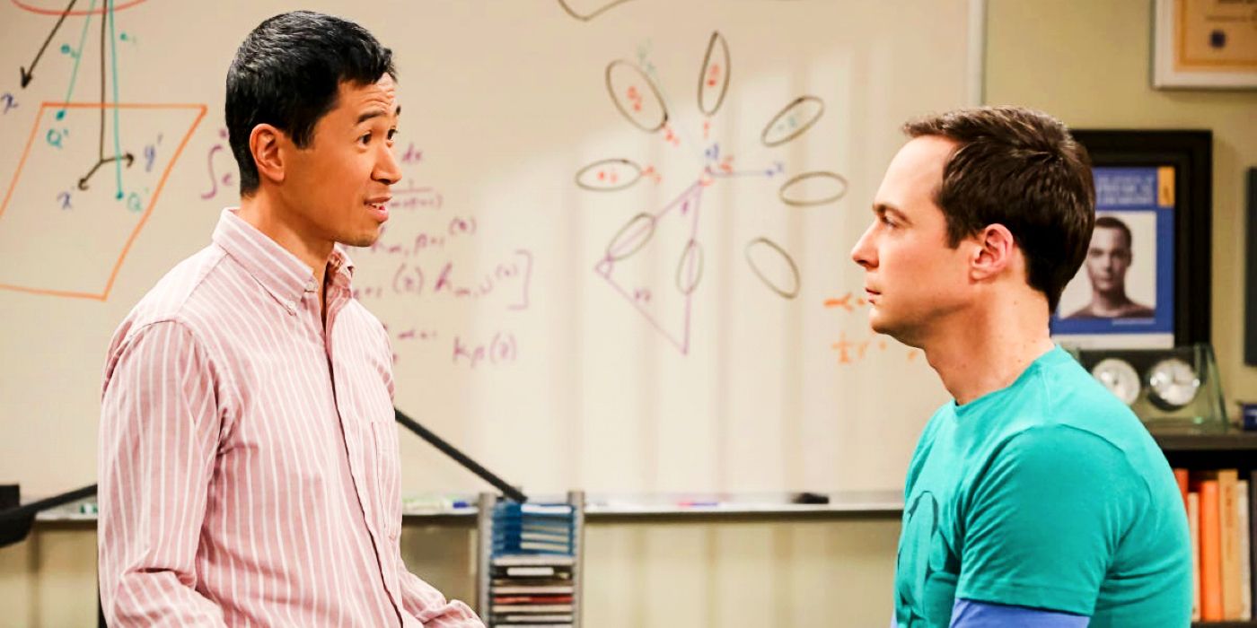 Tam and Sheldon in front of white board in The Big Bang Theory