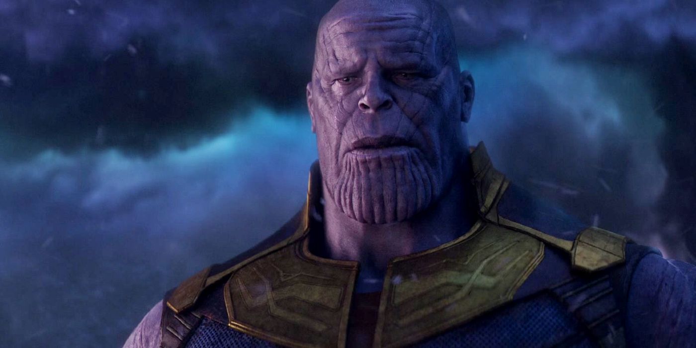 Thanos crying on Vormir after he sacrifices Gamora to get the Soul Stone in Avengers: Infinity War