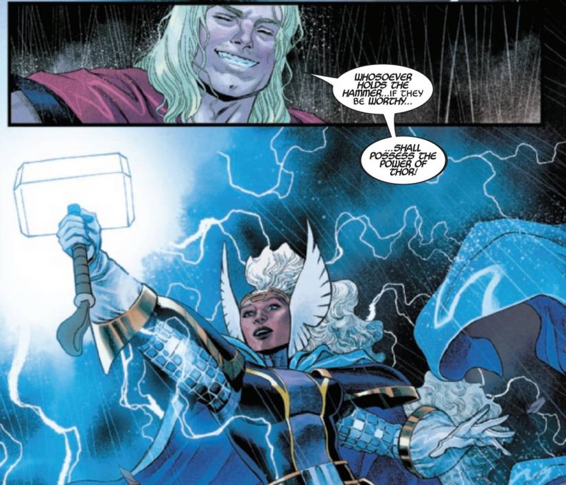 Thor passes his power to Storm