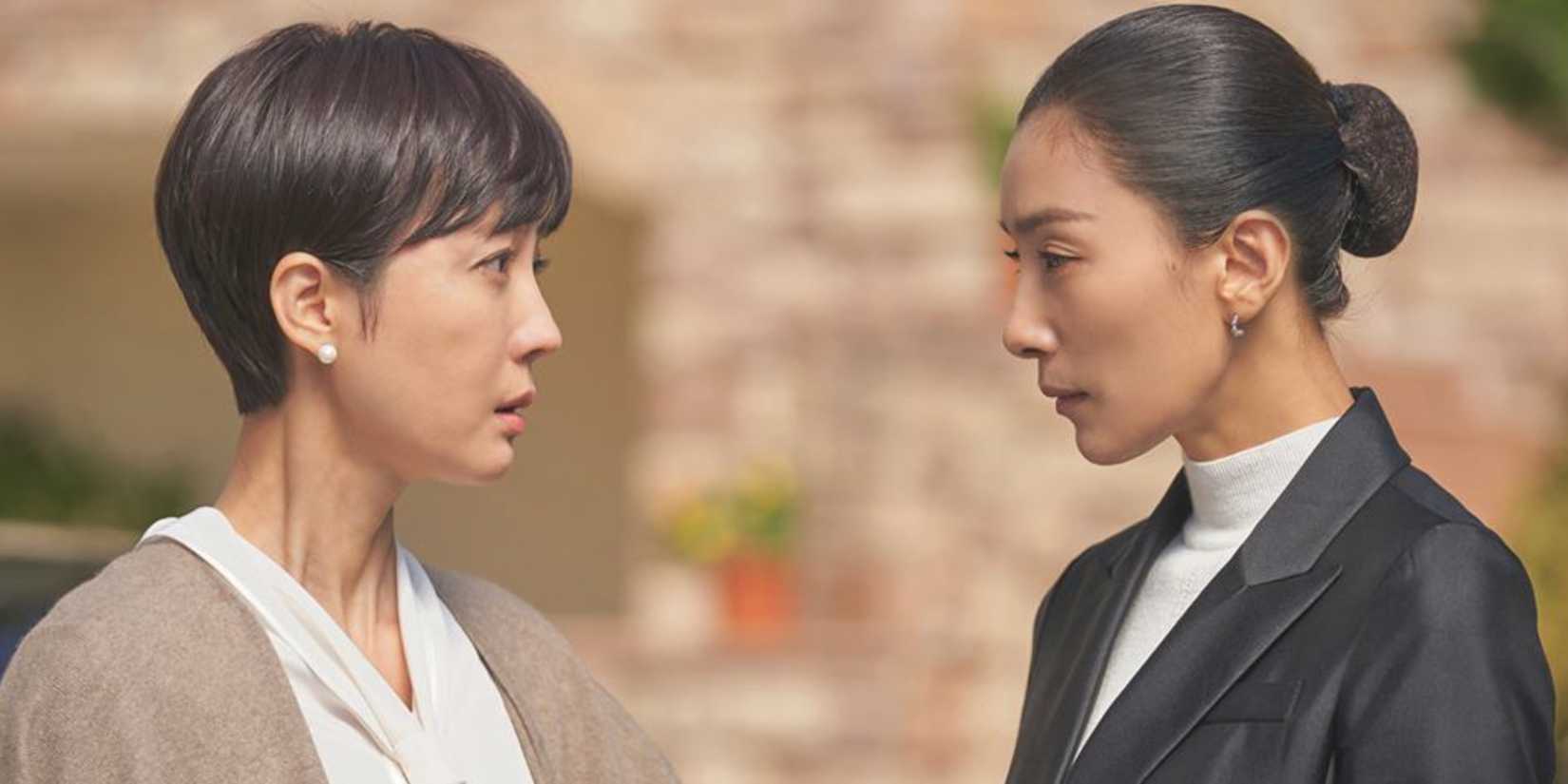 Two women talking in Sky Castle
