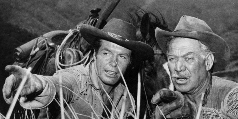 Robert Horton and Ward Bond as Flint McCullough and Seth Adams in Wagon Train