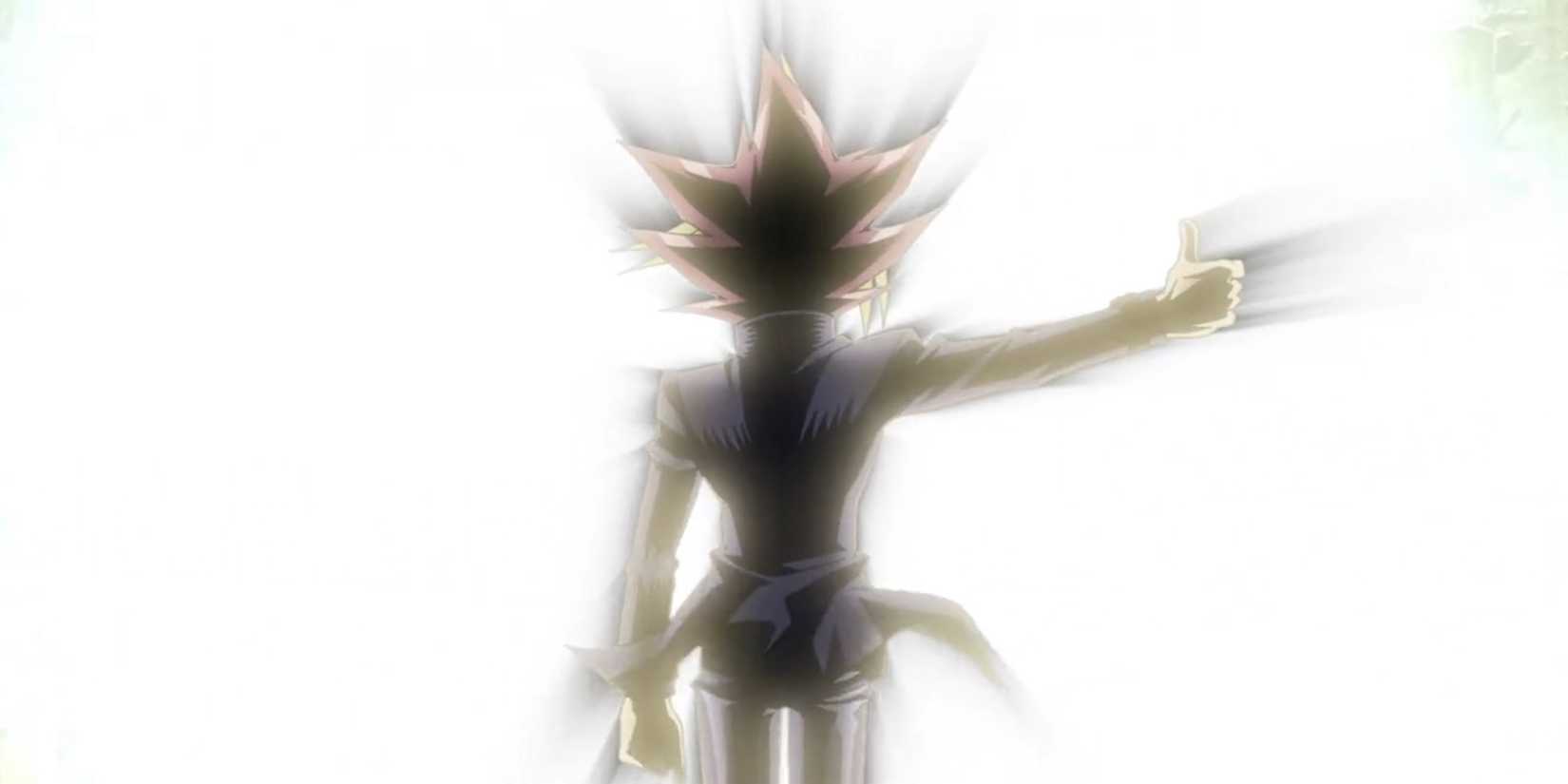Yugioh screencap from The Dark Side Of Dimensions of Atem giving a thumbs up and saying Farewell