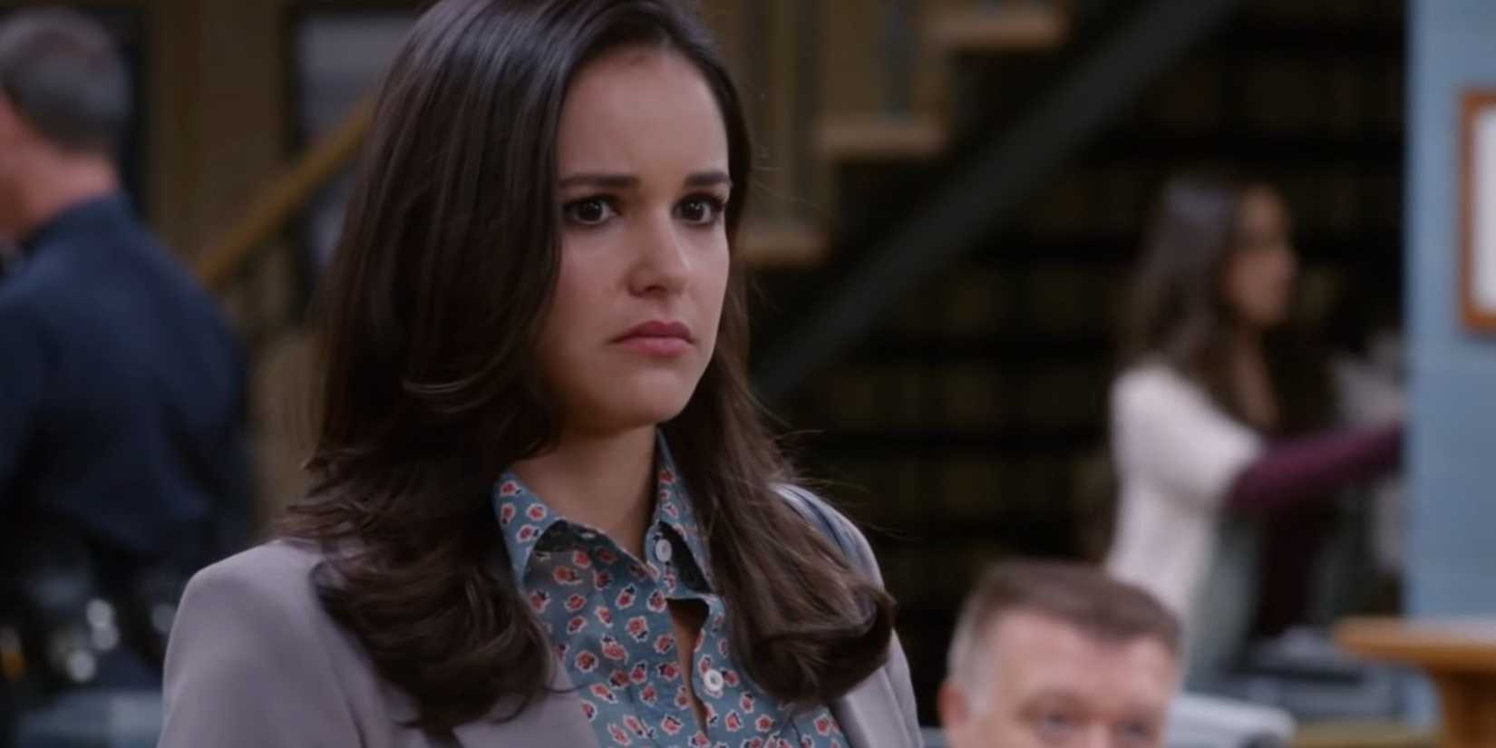 Melissa Fumero looking sad as Amy Santiago in Brooklyn-Nine Nine