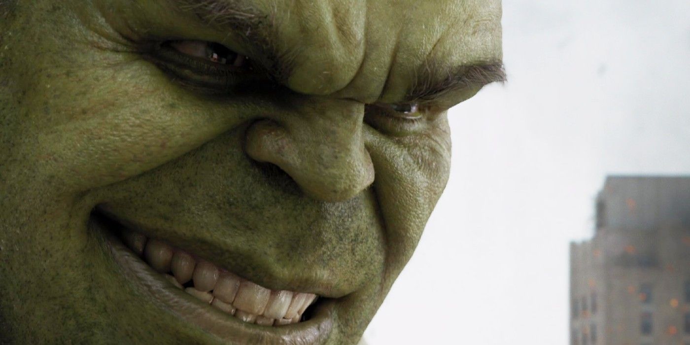 A close-up of Hulk's face in The Avengers (2012)