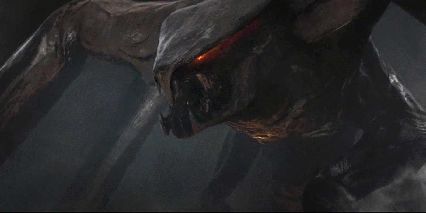 A female Muto in Godzilla looking scary