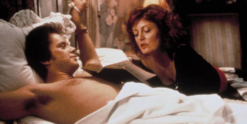 Susan Sarandon and Tim Robbins Annie with Ebby in bed in Bull Durham