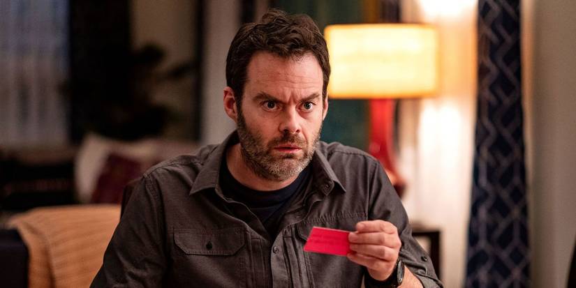 Barry (Bill Hader) holding a red car in Barry