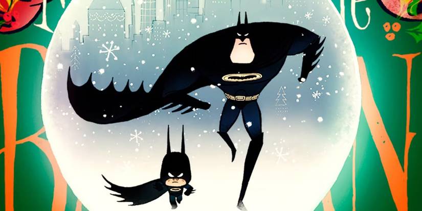 Batman e Damian correndo juntos em Merry Little Batman