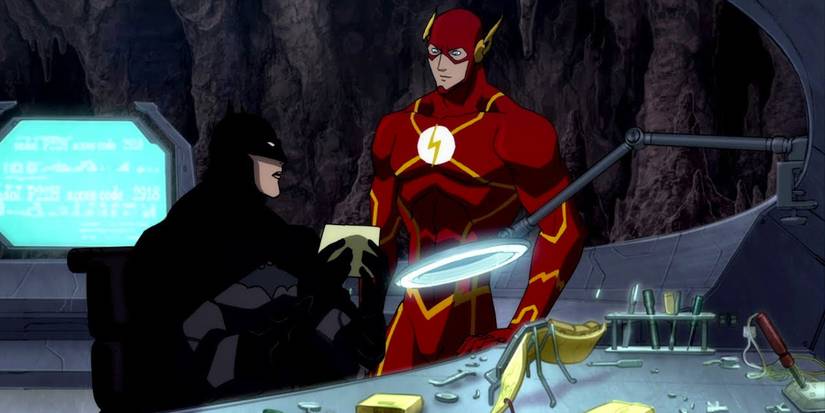 Batman e Flash conversando em Justice League The Flashpoint Paradox