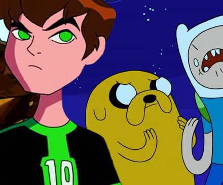 Кастомное изображение с Беном Теннинсоном в Omniverse, Джеком и Финном из Adventure Time
