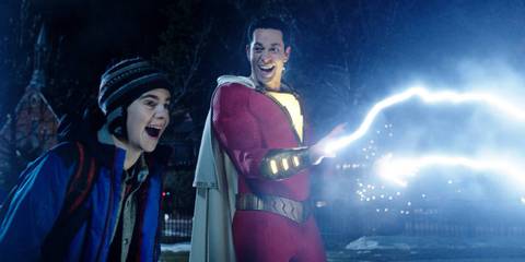 Billy Batson has fun with his lightning powers in Shazam!