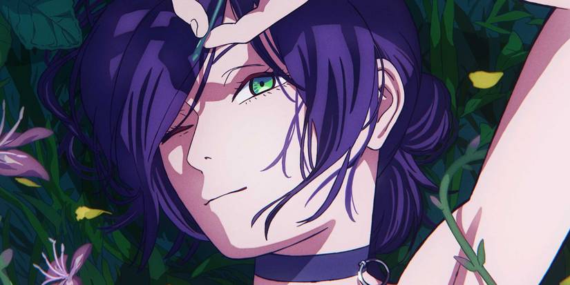 How the Ending of Chainsaw Man: The Movie Chainsaw Man The Movie's Reze lying in a bed of flowers with one eye closed.