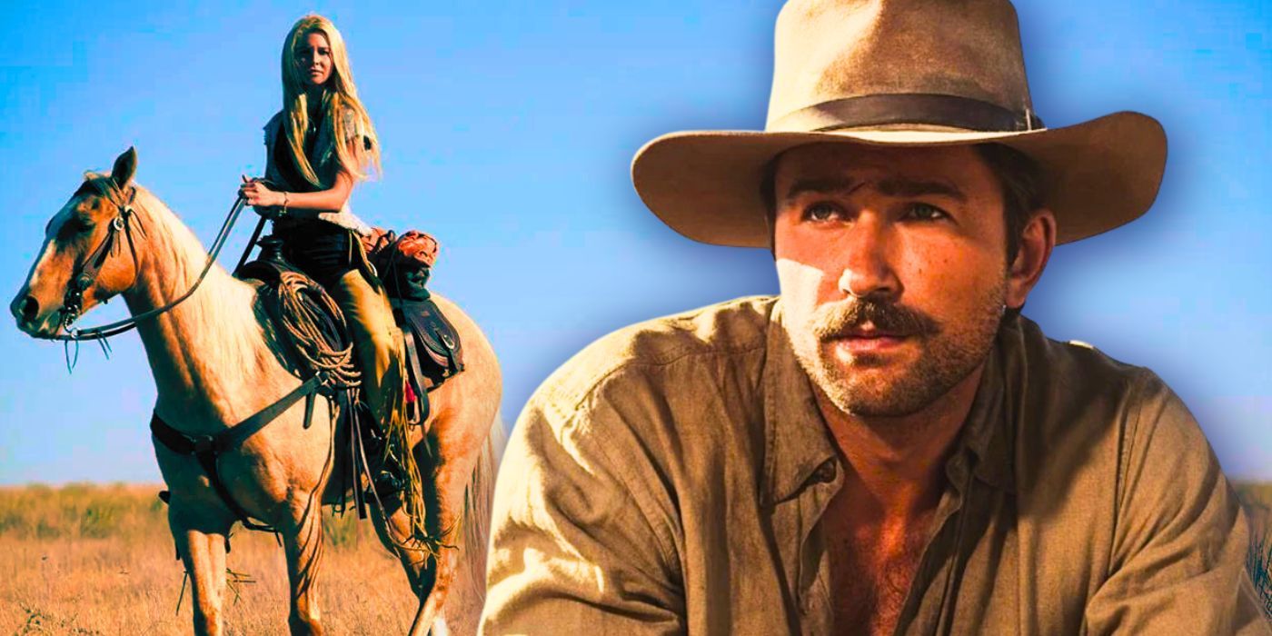 Collage of Spencer Dutton from 1923 and Elsa Dutton from 1883 - shows in the Yellowstone universe