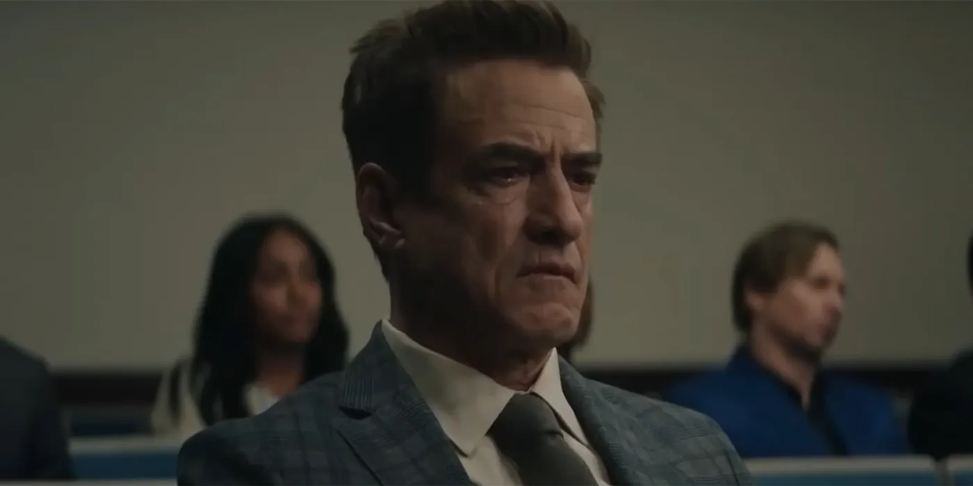 Dermot Mulroney as Harry in court in Ruthless