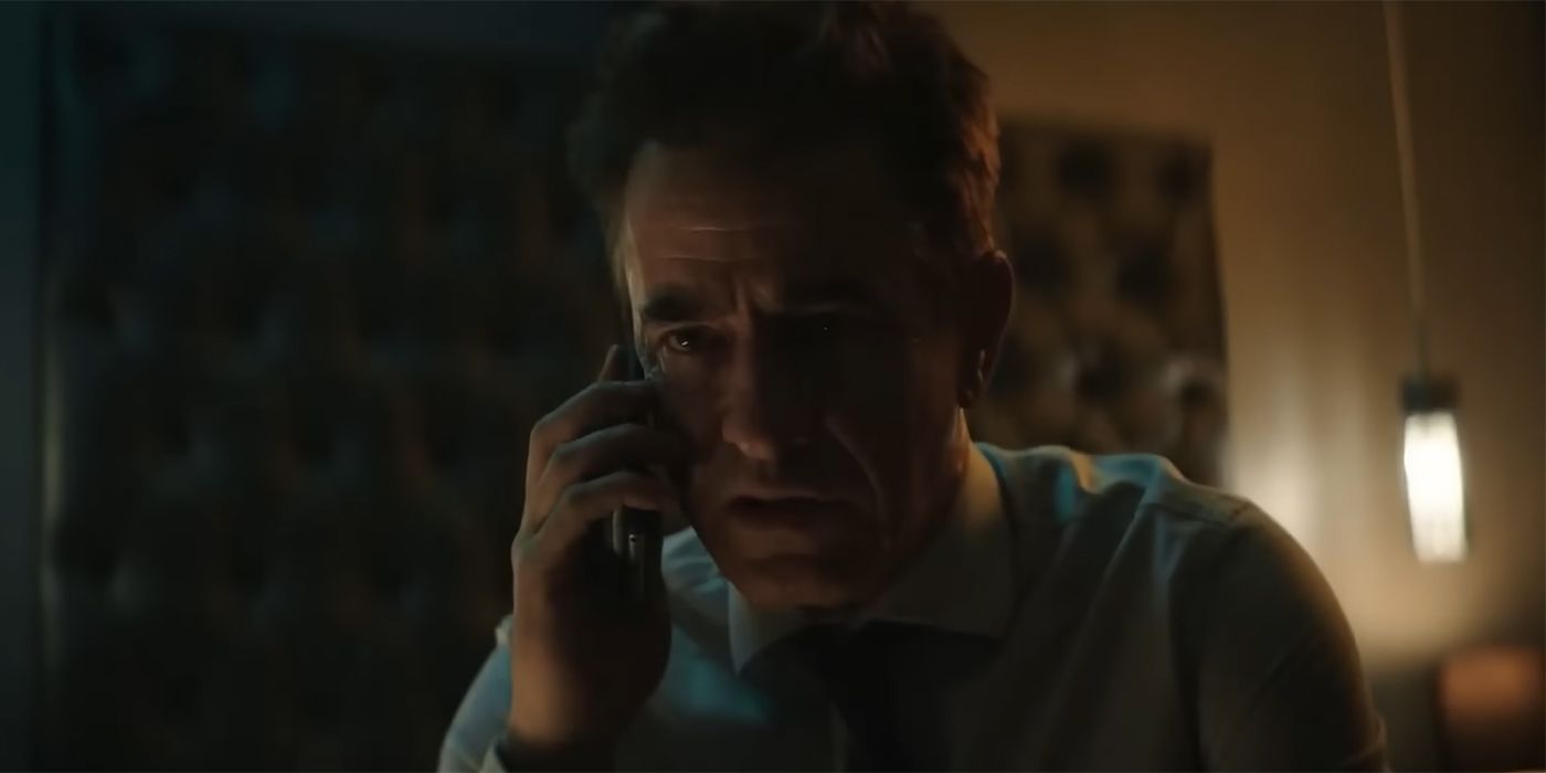 Dermot Mulroney as Harry on the phone in Ruthless