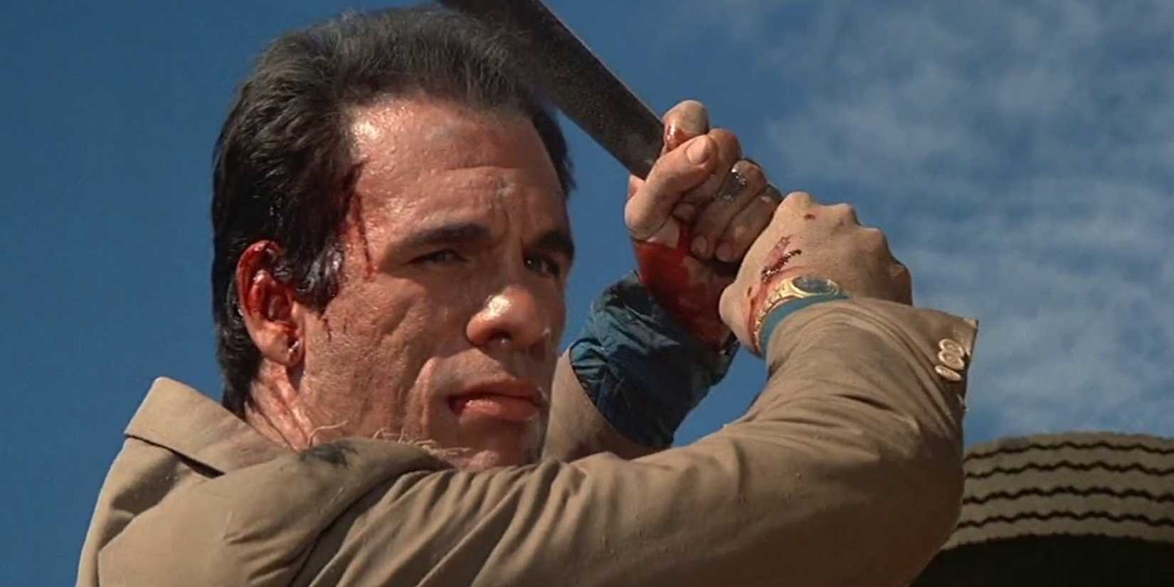 Franz Sanchez with a machete in Licence to Kill