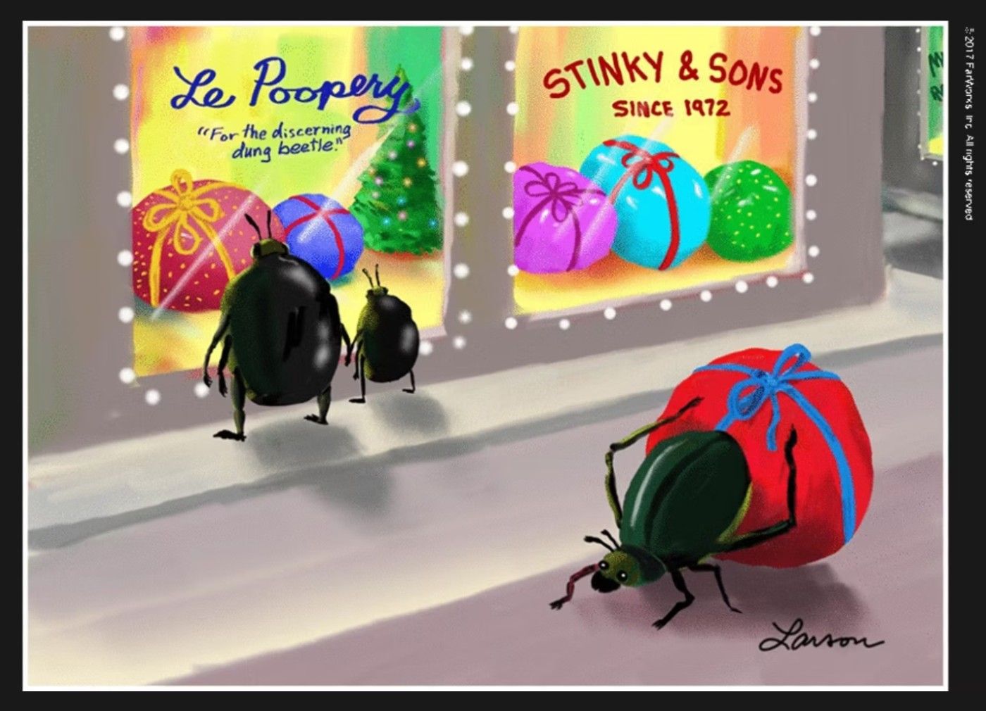 gary larson's new far side comic for christmas dung beetles shop for dung balls