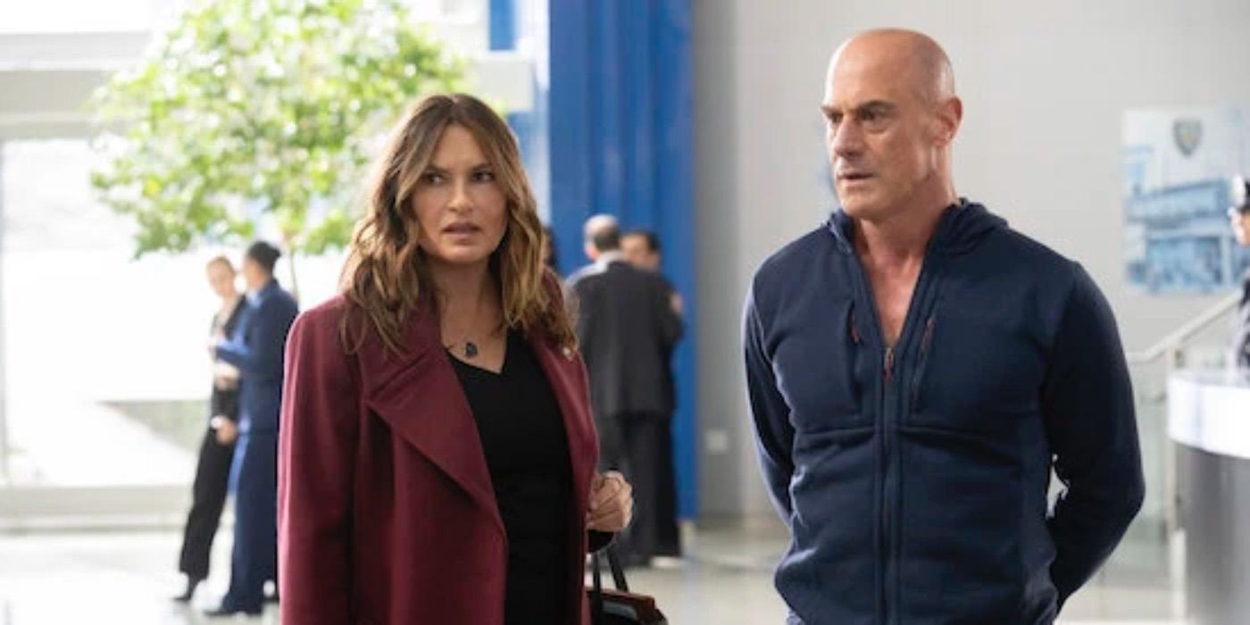 Benson and Stabler in Law and Order: Organized Crime standing next to each other looking concerned 