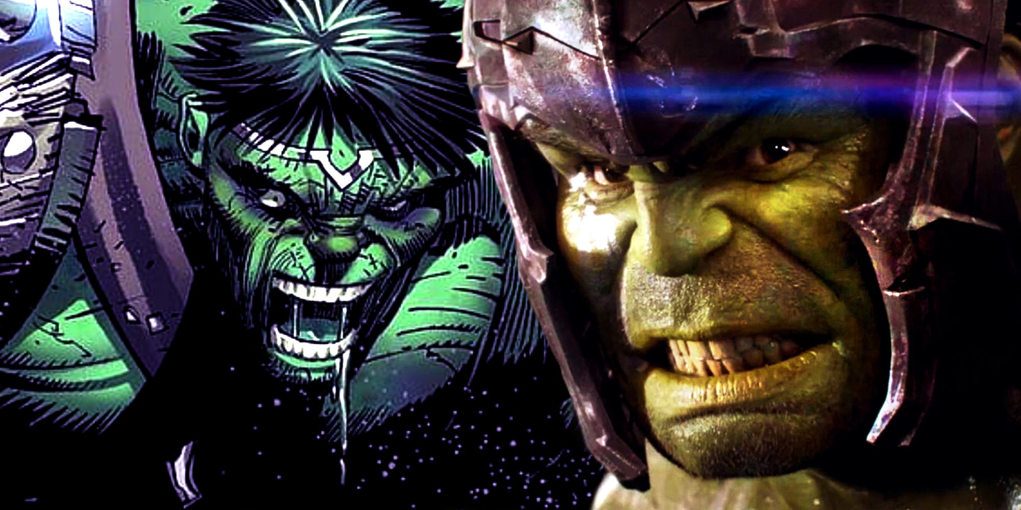 Gladiator Hulk in Thor Ragnarok and World War Hulk in Marvel Comics