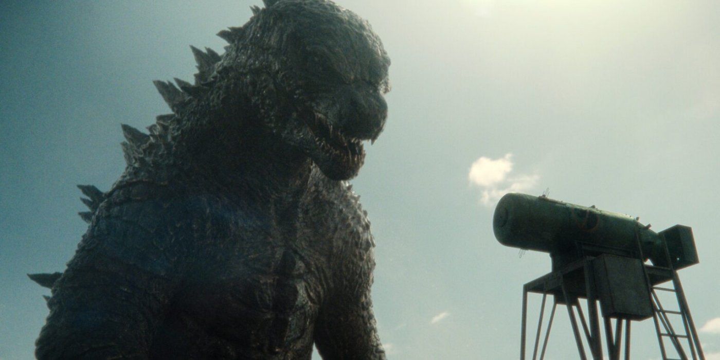 Godzilla looking down at a nuclear bomb in Monarch: Legacy of Monsters