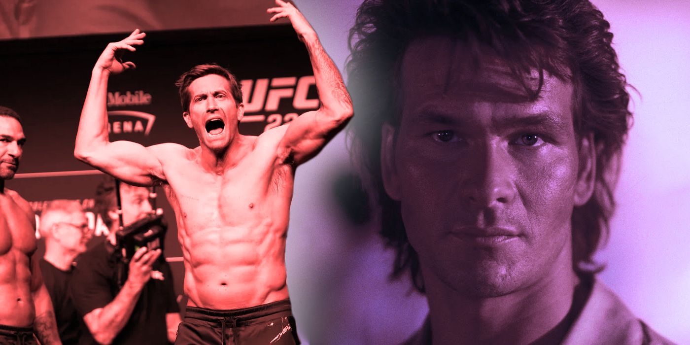 Джейк Гиллихан в роли Далтона и Патрик Свейзи в роли Далтона в фильме "Road House"