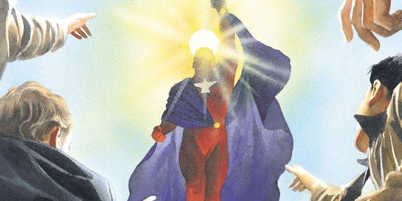 Image of the Samaritan from Astro City flying