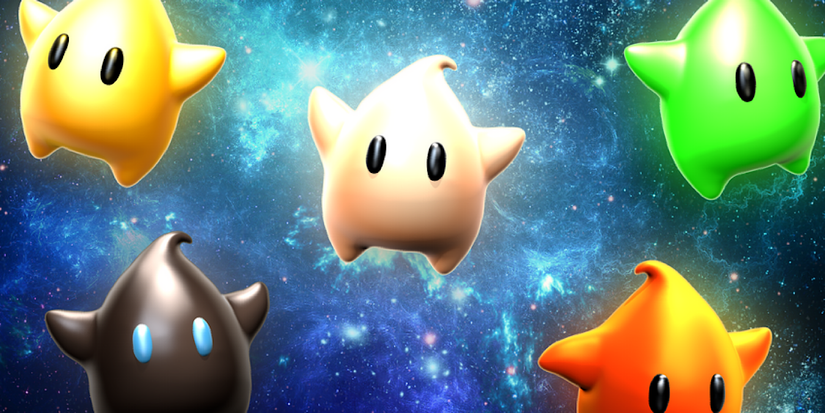 Luma de cor diferente no videogame Super Mario Galaxy.
