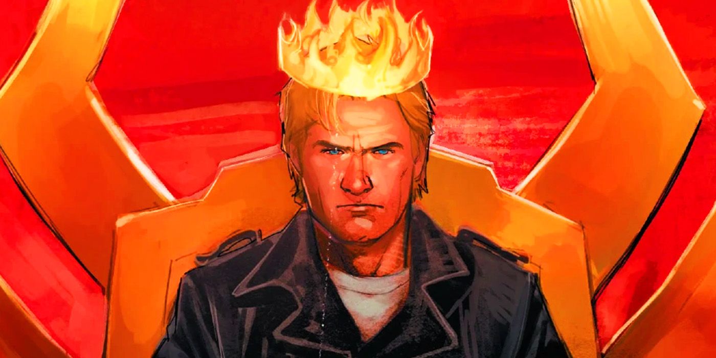 Johnny Blaze with crown of fire in Marvel Comics