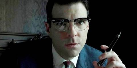 Zachary Quinto talking to Jessica Lange in American Horror Story Asylum