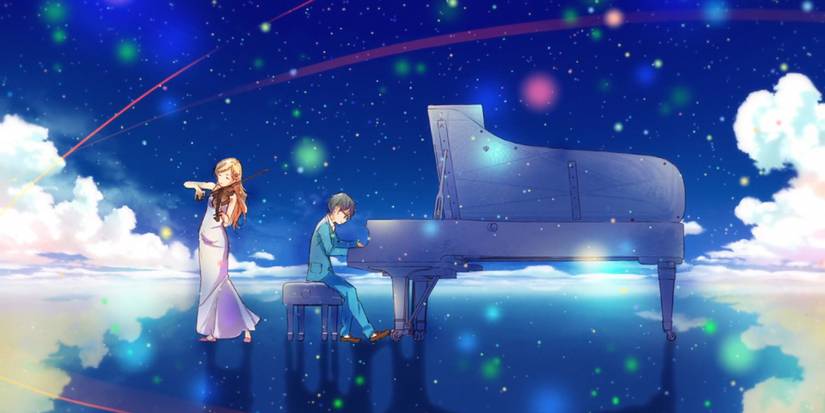 Kosei imagines Kaori playing with him for the final time in the ending of Your Lie in April