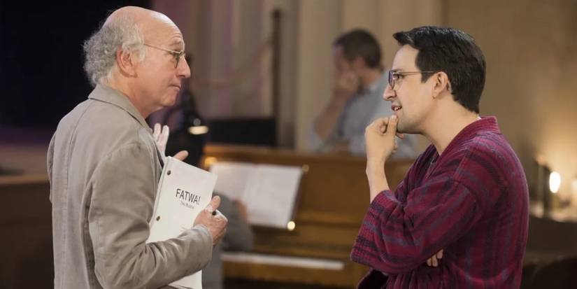 Lin-Manuel Miranda talks to Larry in Curb Your Enthusiasm