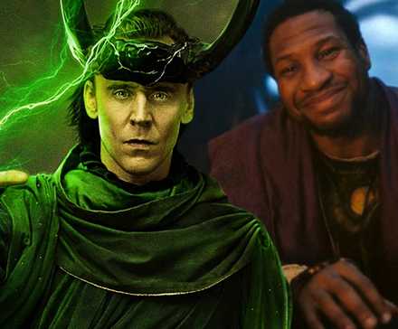 Постер 2 сезона "Локи", где он в костюме, который он носит в финале сериала, контролирует зеленый молнии, а "Он, Кто Остался" улыбается за своим столом