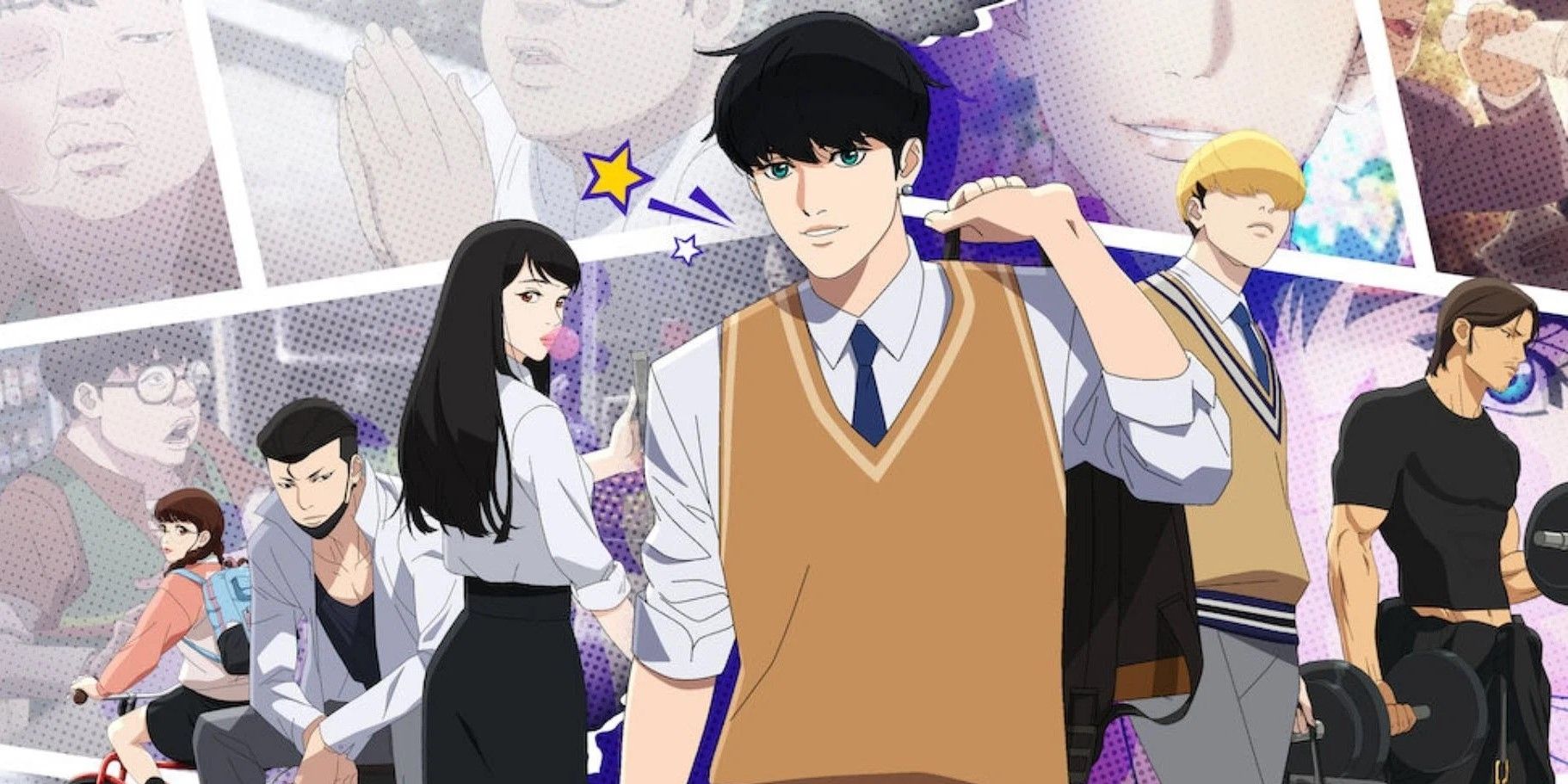 Park Hyung Suk from Lookism stands among his classmates.