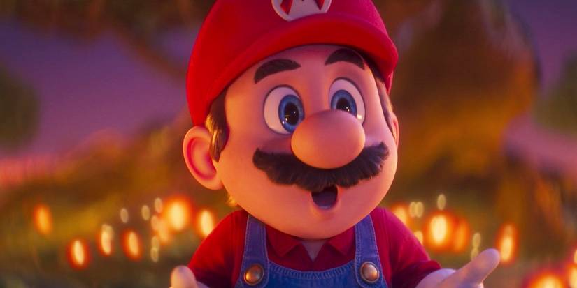 Mario looking surprised in The Super Mario Bros Movie