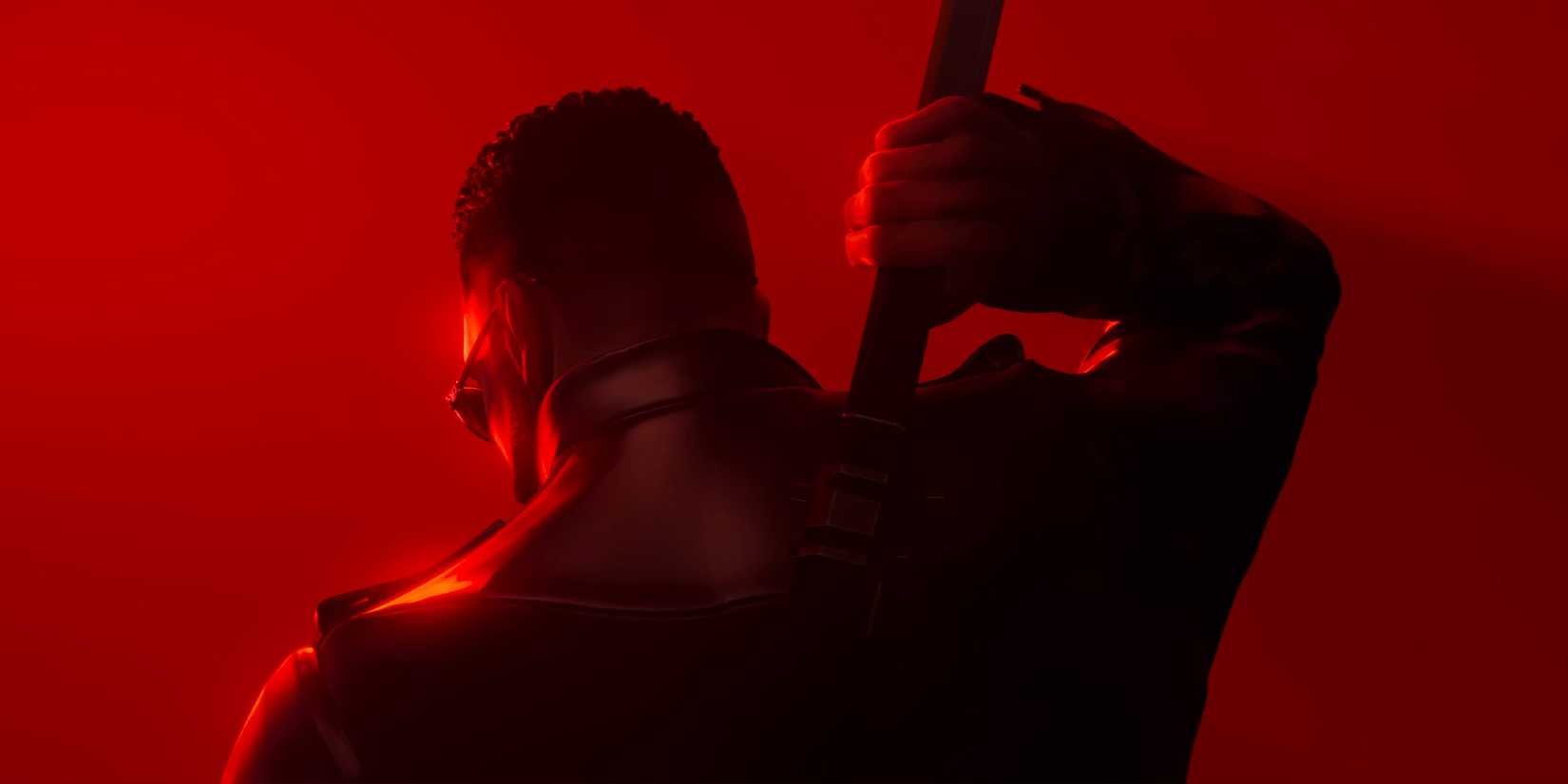 Blade pulling out his sword in the Marvel's Blade Announcement Trailer.